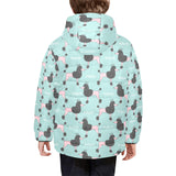 poodle dog green background Kids' Boys' Girls' Padded Hooded Jacket