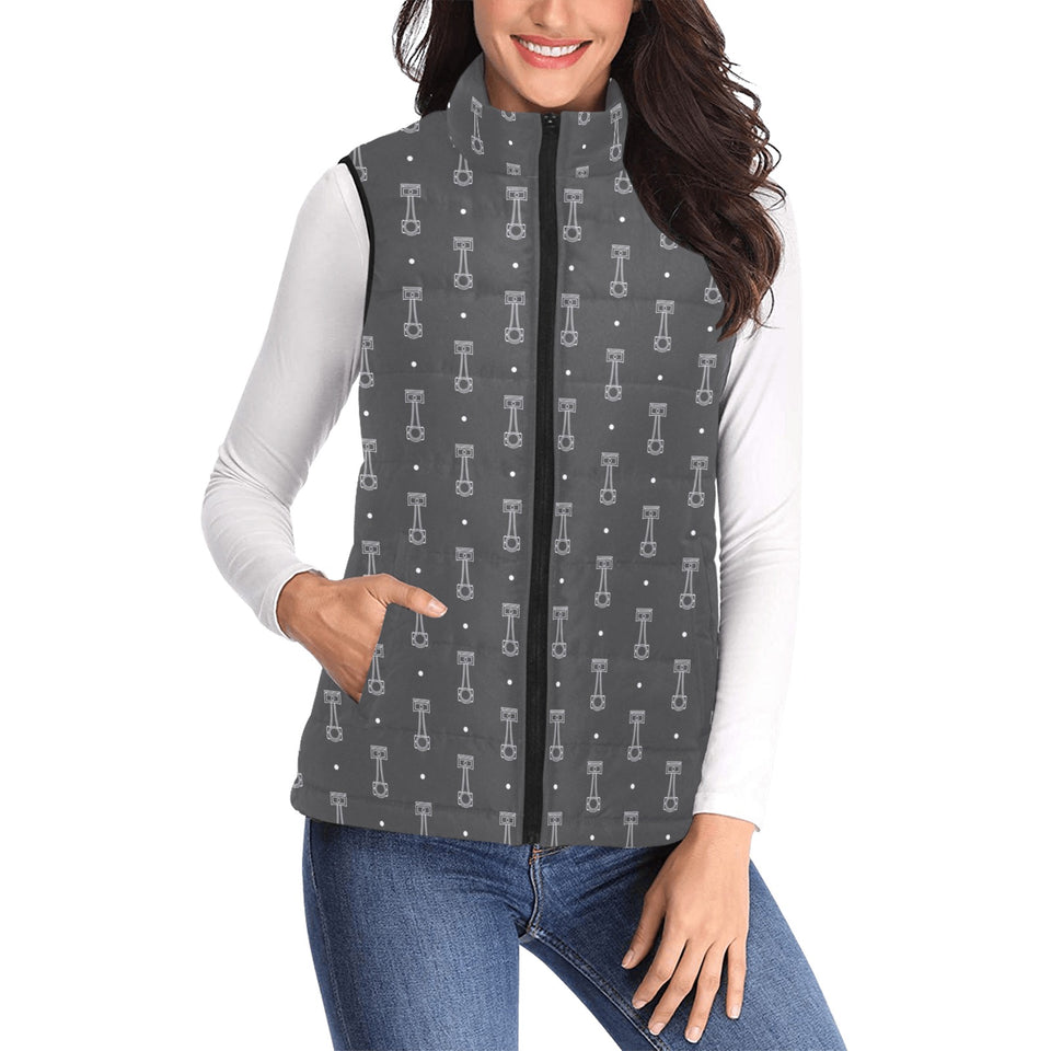 Engine Piston Black Background Pattern Design 02 Women's Padded Vest