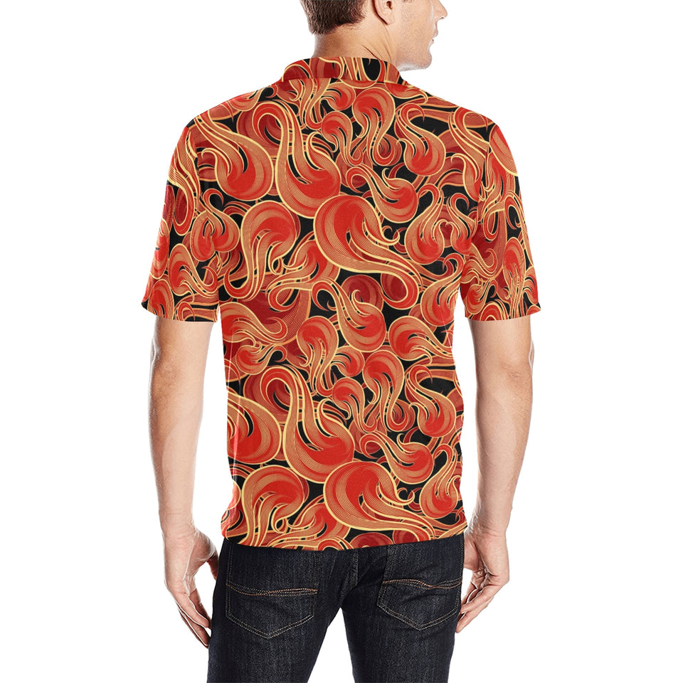 Fire flame pattern Men's All Over Print Polo Shirt