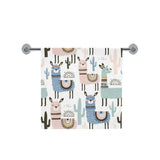lama Alpaca cactus hand drawn pattern Bath Towel