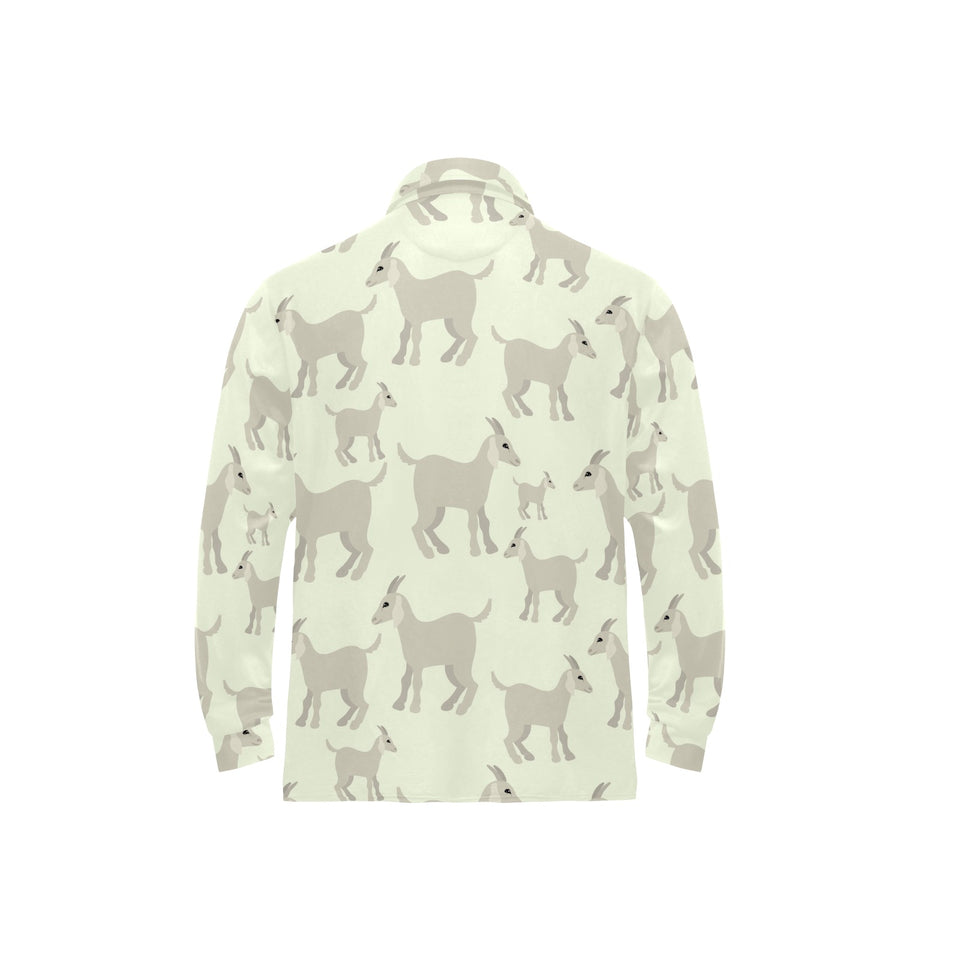 Little young goat pattern Men's Long Sleeve Polo Shirt