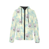 French bulldog hawaii blackground Women's Padded Hooded Jacket