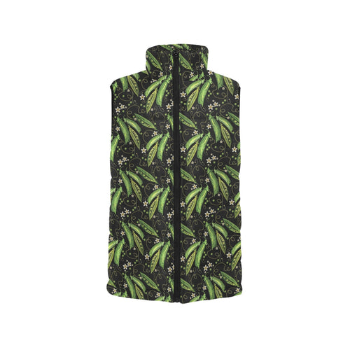 Green Peas Pattern Print Design 02 Women's Padded Vest