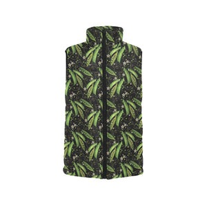 Green Peas Pattern Print Design 02 Women's Padded Vest
