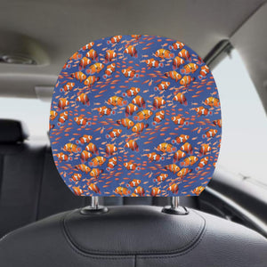 Clown Fish Pattern Print Design 04 Car Headrest Cover