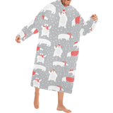Cute polar bear christmas snow pattern Blanket Robe with Sleeves