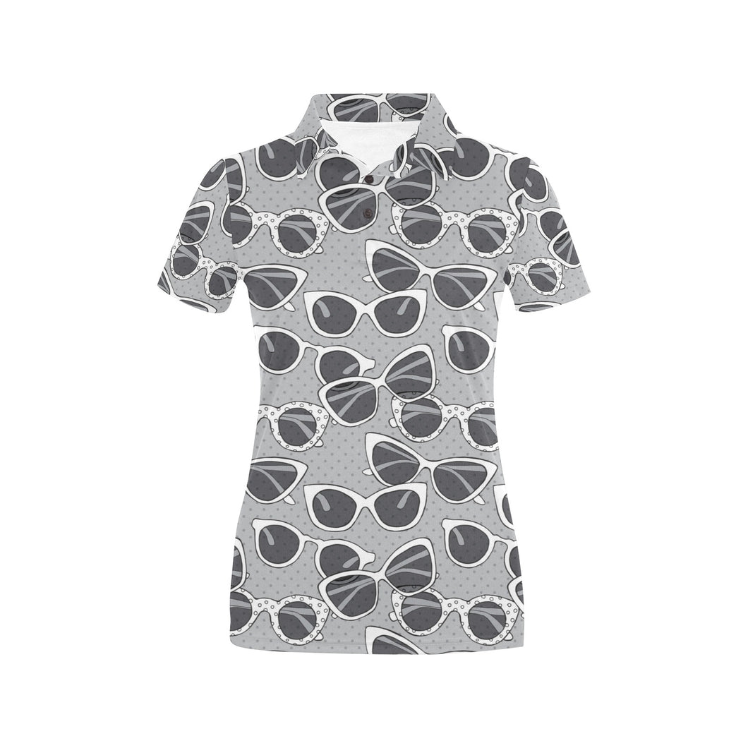 Sun Glasses Pattern Print Design 04 Women's All Over Print Polo Shirt