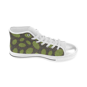Hop pattern black background Women's High Top Canvas Shoes White