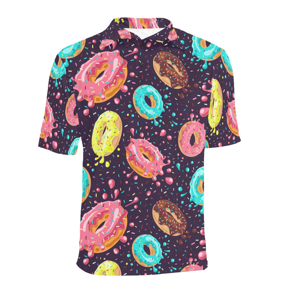 Colorful donut glaze pattern Men's All Over Print Polo Shirt