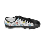 Siberian husky and colorful circle pattern Kids' Boys' Girls' Low Top Canvas Shoes Black