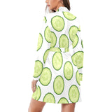 Cucumber slices pattern Women's Long Sleeve Belted Night Robe