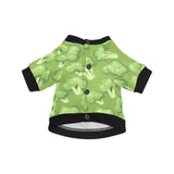 Broccoli pattern green background All Over Print Pet Dog Round Neck Fuzzy Shirt