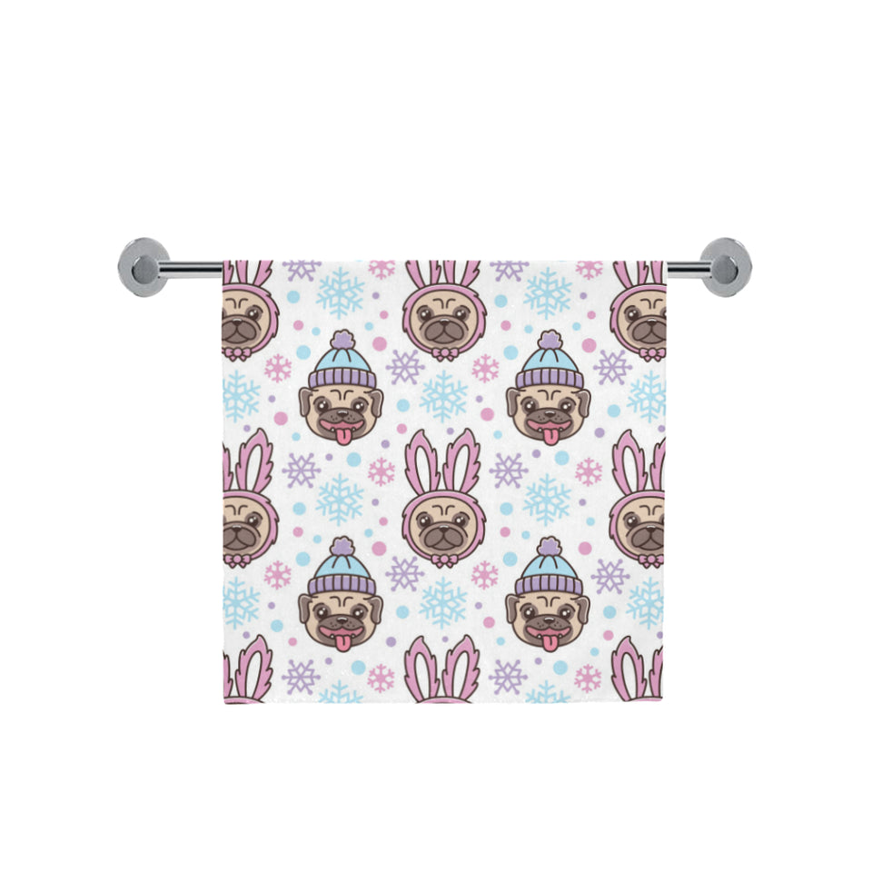 Cute pug hat rabbit costume pattern Bath Towel