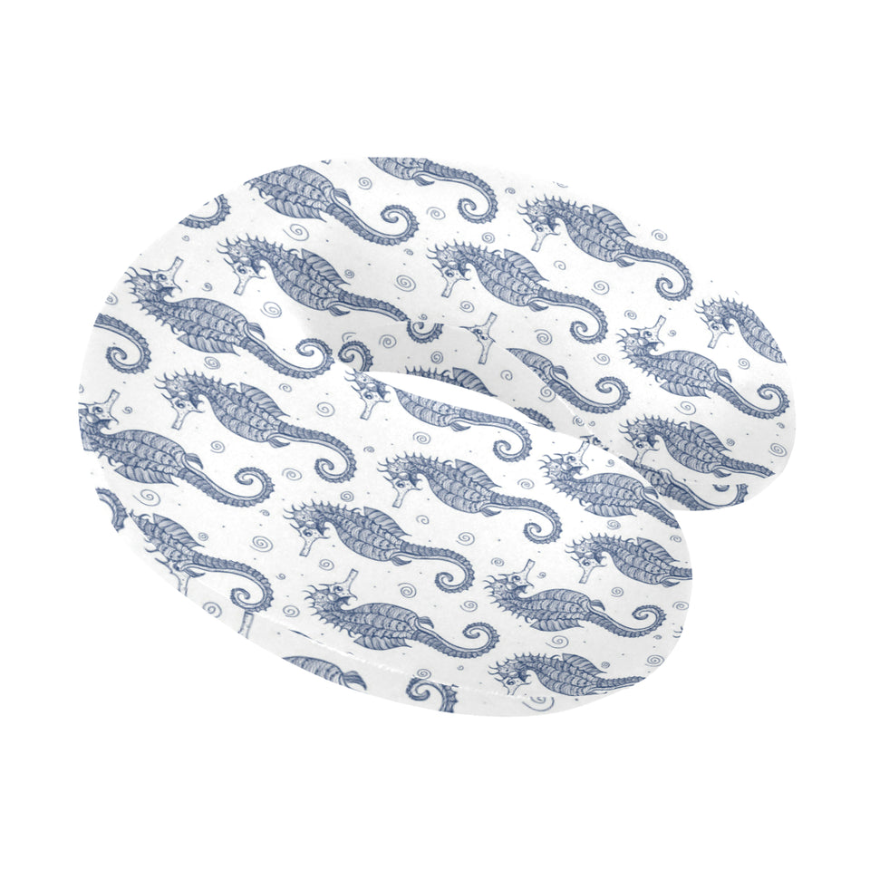 Seahorse pattern background U-Shaped Travel Neck Pillow