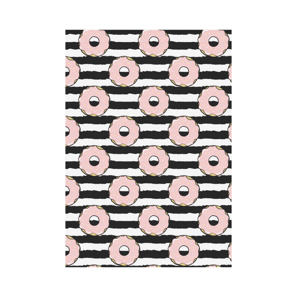 Donuts pink icing striped pattern House Flag Garden Flag