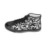 Black white camouflage pattern Women's High Top Canvas Canvas Shoes Black