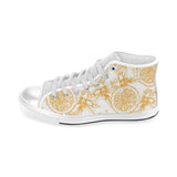 hand drawn orange fruit pattern Men's High Top Canvas Shoes White