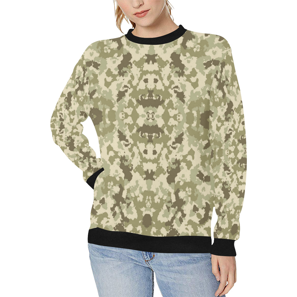 Light Green camouflage pattern Women's Crew Neck Sweatshirt