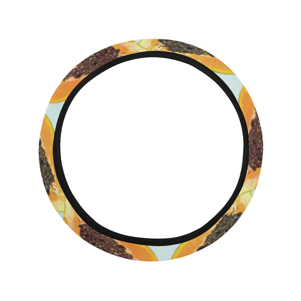 Watercolor papaya pattern Car Steering Wheel Cover