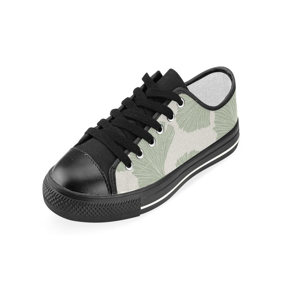 Ginkgo leaves pattern Kids' Boys' Girls' Low Top Canvas Shoes Black