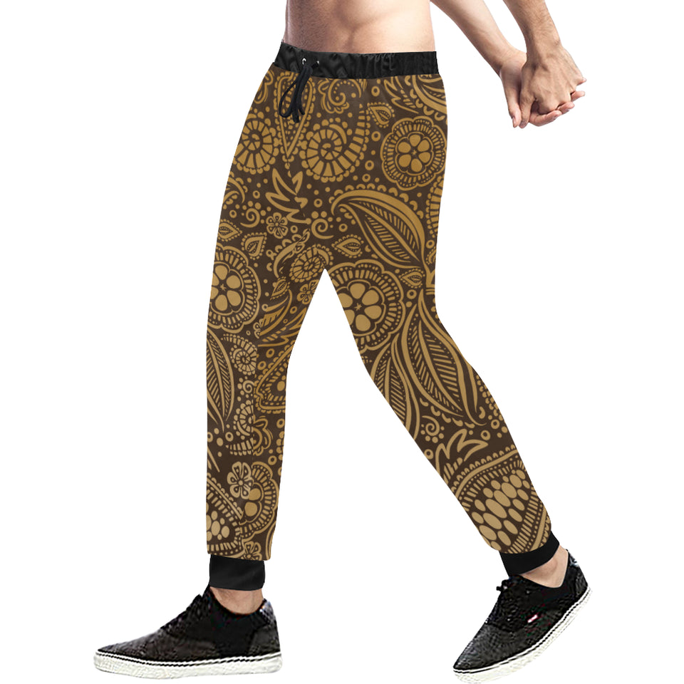 cacao beans tribal polynesian pattern background Unisex Casual Sweatpants