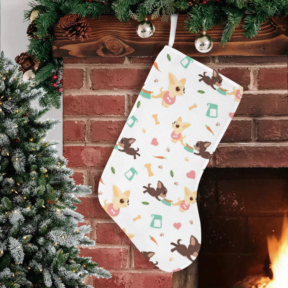 Cute Chihuahua puppie pattern Christmas Stocking