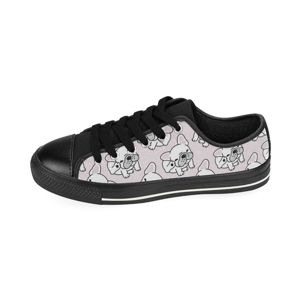 Cute french bulldog pattern Men's Low Top Canvas Shoes Black