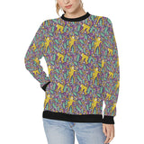 Cute yellow monkey leaves pattern Women's Crew Neck Sweatshirt