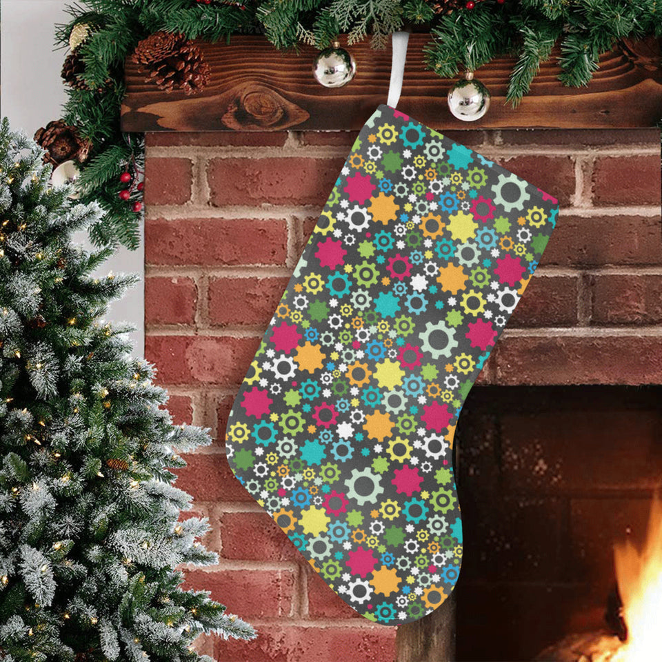Gear Pattern Print Design 03 Christmas Stocking