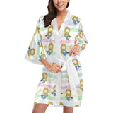 Cute hand drawn mermaid Women's Short Kimono Robe