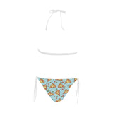 Hand drawn pizza blue background Sexy Bikinis Two-Piece Swimsuits