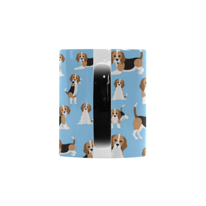 Beagle dog blue background pattern Morphing Mug Heat Changing Mug