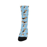 Beagle dog blue background pattern Crew Socks