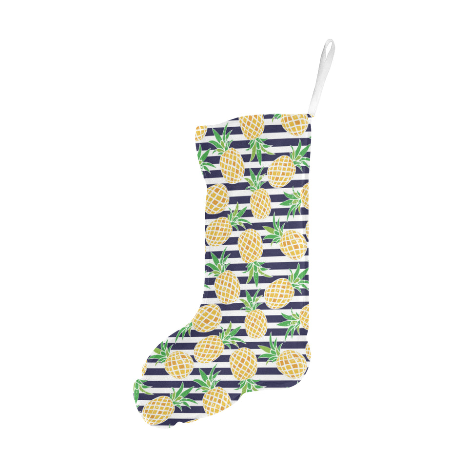 Pineapples pattern striped background Christmas Stocking