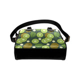 Whole sliced kiwi leave and flower Shoulder Handbag