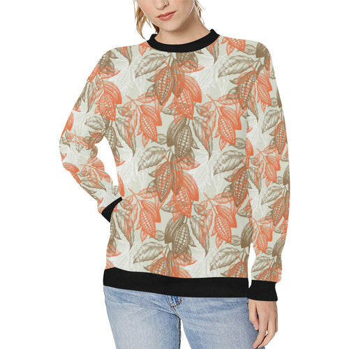 Cocoa beans Cocoa tree pattern Women's Crew Neck Sweatshirt