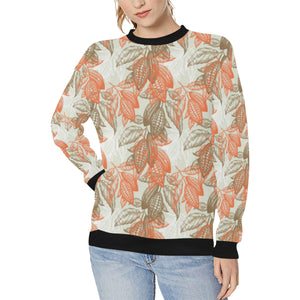 Cocoa beans Cocoa tree pattern Women's Crew Neck Sweatshirt