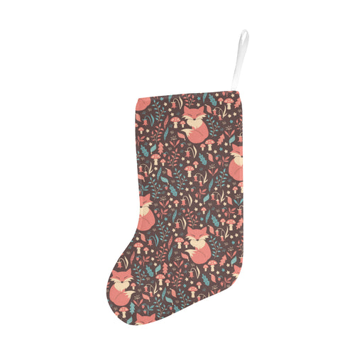 fox leaves mushroom pattern Christmas Stocking