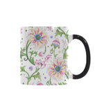 Beautiful pink lotus waterlily leaves pattern Morphing Mug Heat Changing Mug