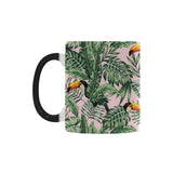 Toucan tropical green jungle palm pattern Morphing Mug Heat Changing Mug