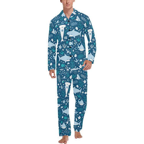 Cute shark pattern Men's Long Pajama Set