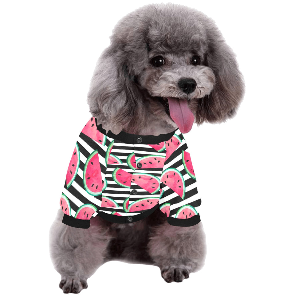 Watercolor paint textured watermelon pieces All Over Print Pet Dog Round Neck Fuzzy Shirt