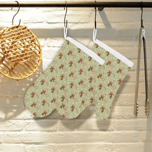 Yorkshire Terrier Pattern Print Design 01 Heat Resistant Oven Mitts