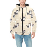 Cute Siberian Husky Men's Padded Hooded Jacket