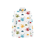 Colorful helicopter pattern Women's Long Sleeve Polo Shirt