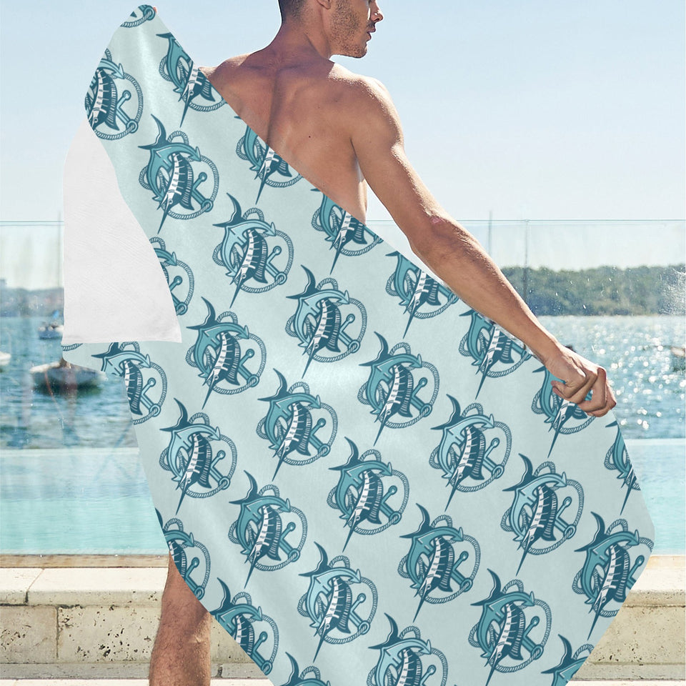 Swordfish Pattern Print Design 05 Beach Towel