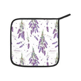 lavender flower design pattern Heat Resistant Oven Mitt With Pot Holder(Four Pieces Set)