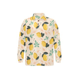 lemon flower leave pattern Men's Long Sleeve Polo Shirt