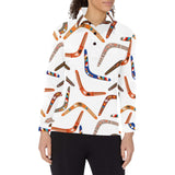 Boomerang Australian aboriginal ornament pattern Women's Long Sleeve Polo Shirt