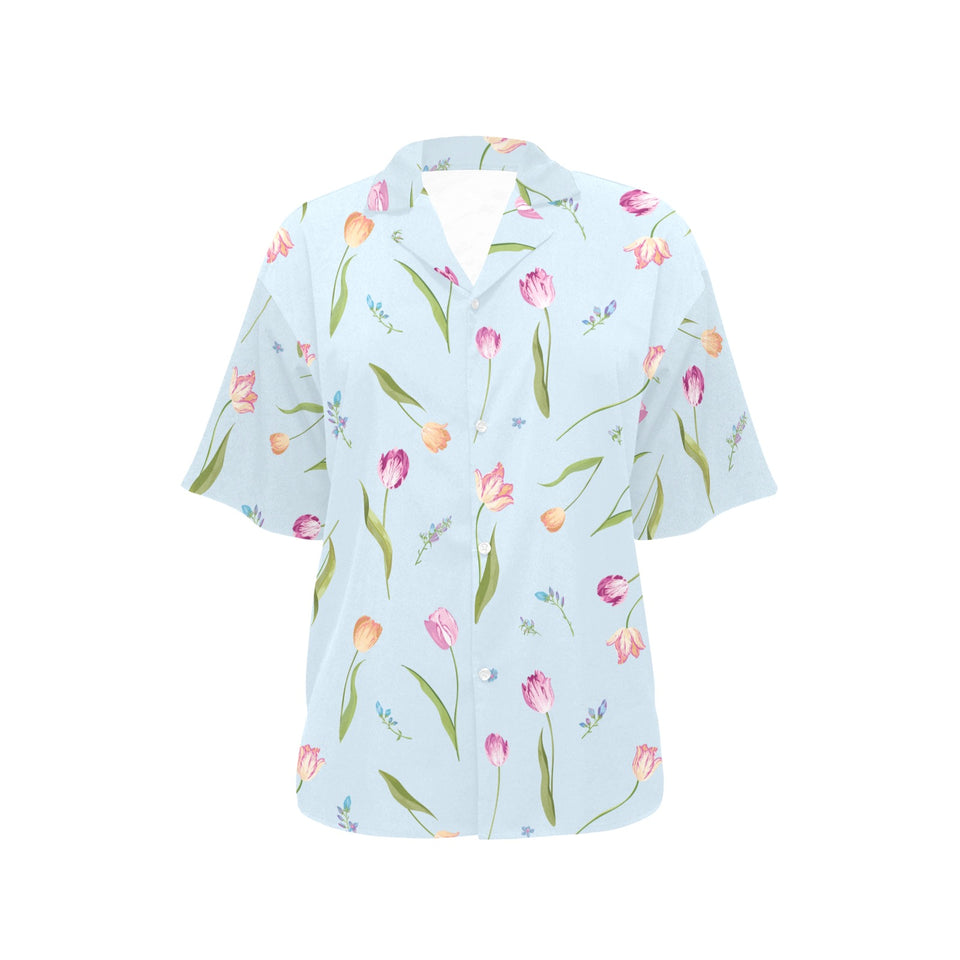 Watercolor Tulips pattern Women's All Over Print Hawaiian Shirt